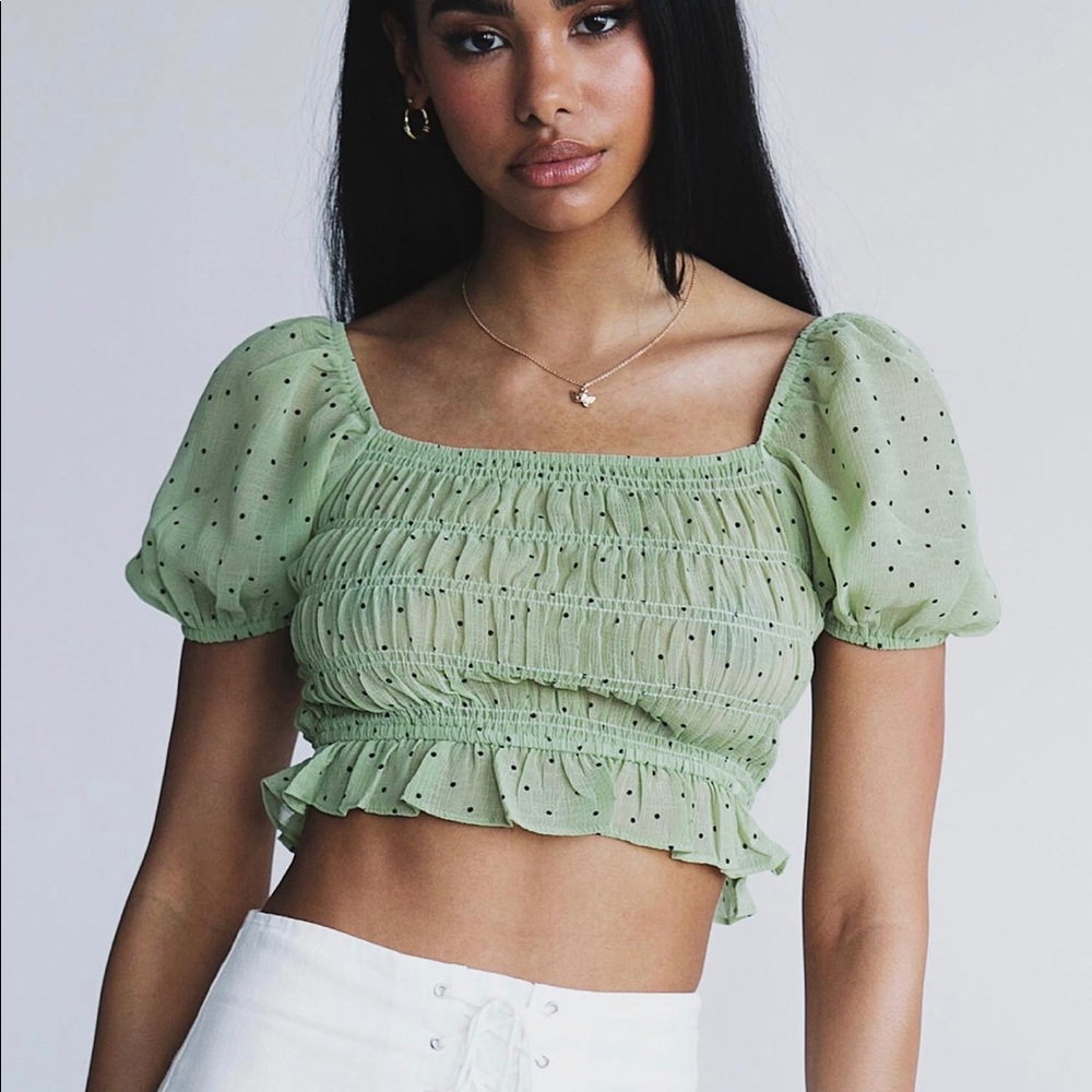 Princess Polly - Green Polka Dot Crop